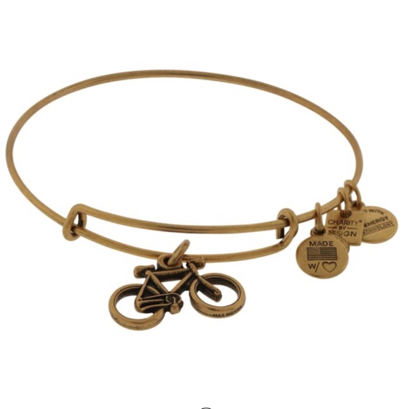 Alex and Ani Charity by Design Bike Rafaelian Gold Bangle Bracelet - Picture 1 of 14